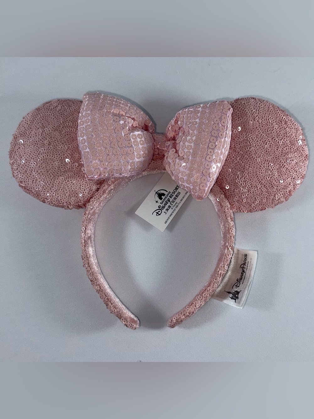 NWT-Shanghai Disney Resort Millennial Pink Sequin Headband Ears